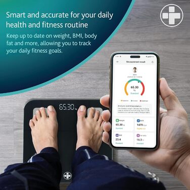 Ваги медичні Smart BMI Reliance, Bluetooth, аналіз складу тіла, LED-дисплей, керування вагою, сумісність з фітнес-додатками, розмір L 28x28x2.4 см, упаковка 1 шт.
