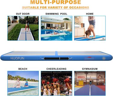 Гімнастичний надувний мат для акробатики та тренувань 3/4/5/6 метрів, 20 см заввишки, біло-блакитна. Ідеально для йоги, таekwondo, акробатики.