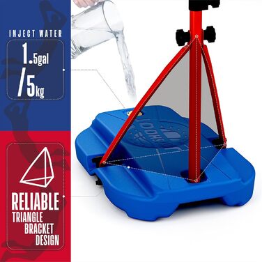 Баскетбольний кошик зі стійкою, набір, 110-190 см, регульована висота, ігровий набір для дітей (синьо-червоний)