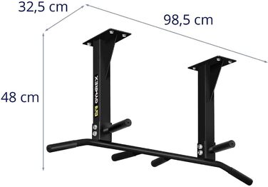 Турнік на стелю Gymrex GR-PU110B, чорний, 110 кг, з гумовими наконечниками