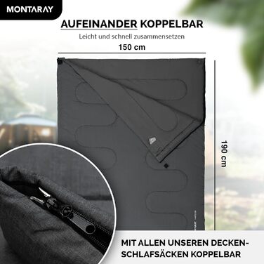 Спальний мішок туристичний 100% бавовна до -3°C з подушкою - Outdoor зимовий та літній спальний мішок [280GSM] для 3-4 сезонів (75x190см) - для жінок та чоловіків (теплий) Сірий