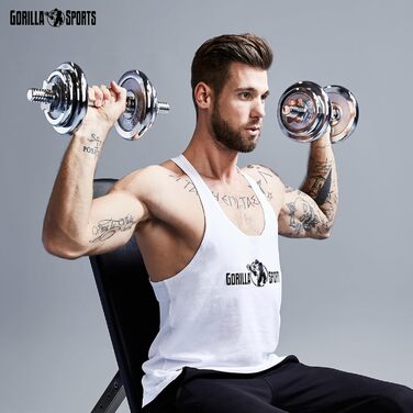 Диски для штанги GORILLA SPORTS, 1,25-30 кг, чавун, 30 мм, хромовані, окремо або в наборі, вагові диски для фітнесу та тренувань