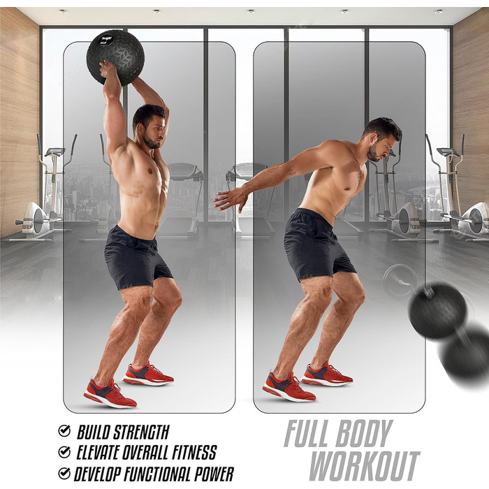 М'яч для ударів Yes4All Medizinball - 4.5кг, 6.8кг, 9кг, 11.3кг, 13.6кг, 18кг - чорний, синій, блакитний, помаранчевий, глянцевий для силових тренувань та фітнесу