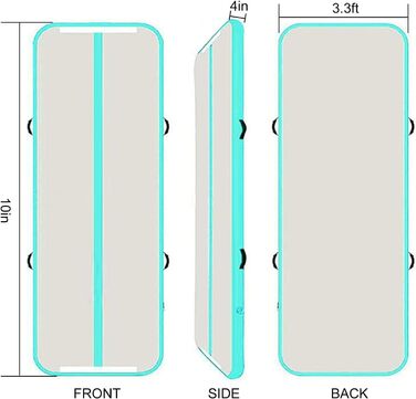 JOYTALENT Надувний гімнастичний мат Air Matte Track, 3 м, висота 10 см, з насосом для занять гімнастикою, акробатикою, йогою вдома, на вулиці або в залі. Розмір: 300 x 100 x 10 см, колір: зелений