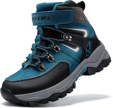 Зимові черевики VITIKE для дітей (хлопчики та дівчатка), тепле хутро, черевики для снігу та трекінгу, розмір 38 EU, колір Павлиній синій