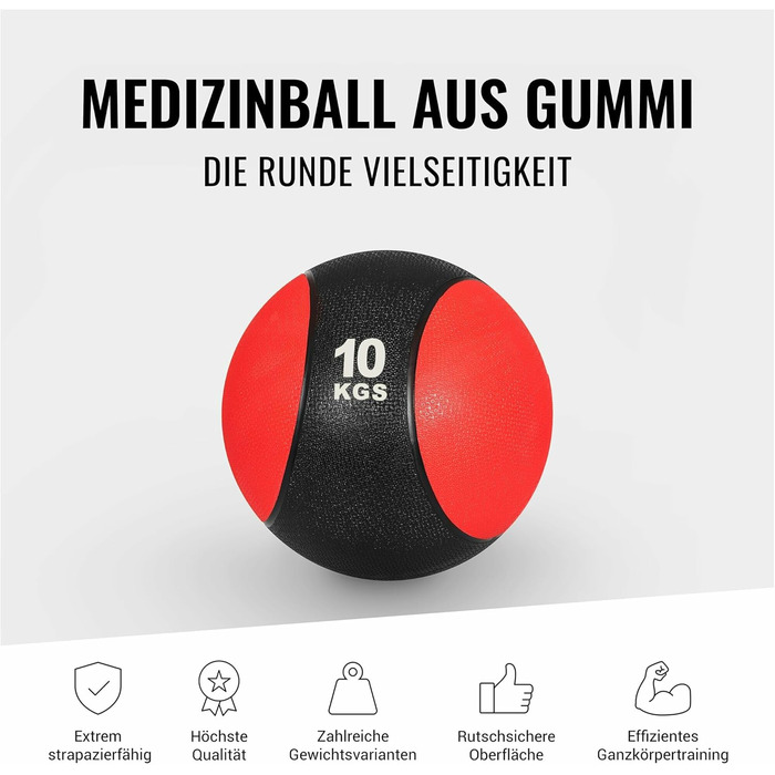 Медбол GORILLA SPORTS гумовий, 1-10 кг, різні кольори, нековзкий, для фітнесу та тренувань