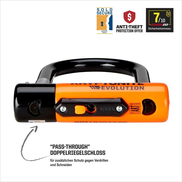 Замок велосипедний Kryptonite Evolution Mini-7, рівень захисту 7/10, сталевий, з кабелем, 3 ключі (1 з LED), 8.3 x 15.3 см