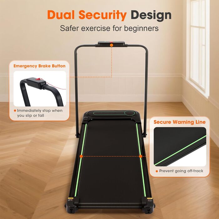Бігова доріжка Alphaflow для дому та офісу, складана Walking Pad з нахилом 4%, LED-дисплеєм та пультом керування