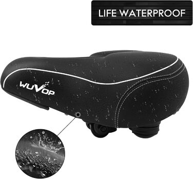 Широке велосипедне сідло Oversized для жінок та чоловіків. Комфортне, універсальне сідло з водонепроникним покриттям та світловідбиваючою смугою. Підходить для Peloton, тренажерів, круїзерів та міських велосипедів (чорний/білий)