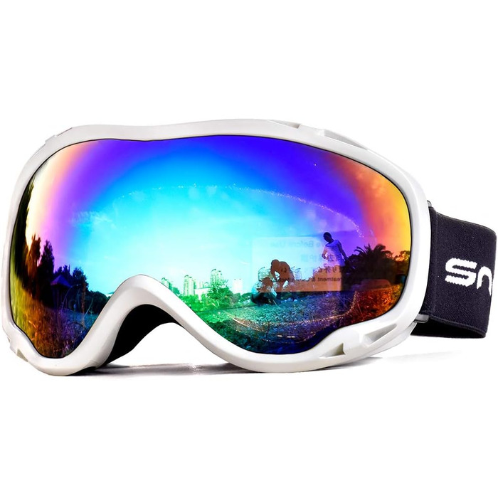 Гірськолижна маска Snowledge для жінок і чоловіків, подвійна лінза, OTG, UV400, антифог, вітрозахисна, сумісна з шоломом, для сноуборду, лиж, мотоцикла, велосипеда, катання, біло-синьо-зелена (VLT 4.6%) HB-167