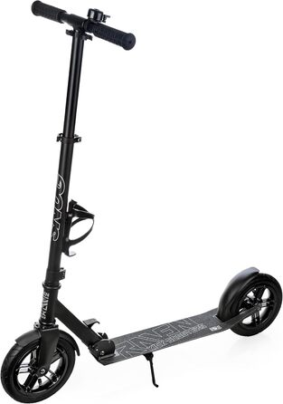 Скутер Raven Roller Cityroller Kickroller Snug AIR з повітряними колесами, дзвіночком та тримачем для пляшки (200 мм, Snug Black)