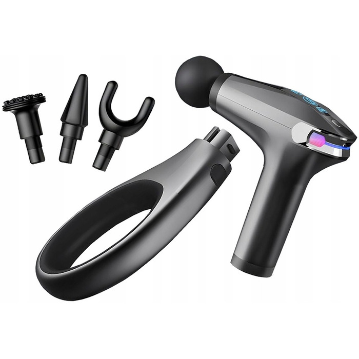 Перкусійний масажер для тіла, спини та ніг — Потужний масажний пістолет (Massage Gun) з 4 насадками