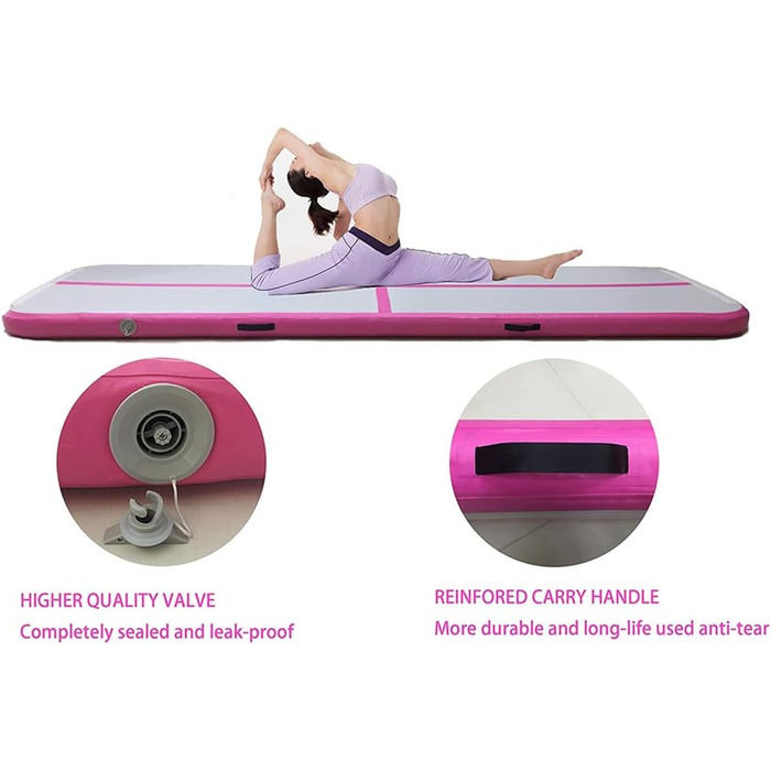 Надувний гімнастичний мат Air Turn Track Matte для tumbling, йоги та фітнесу, протиковзкий та водонепроникний (Рожевий, 3 м)