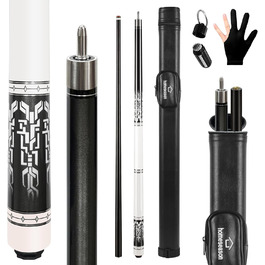 Billardqueue HomeSeason з карбону, 147,3 см, професійний кий для більярду, 12,7 мм, 4-шарова вершинка, низька відбиваність, 3 x 8/8-з'єднувальні штифти, ультрагладкий, чорний, 510 г з чохлом