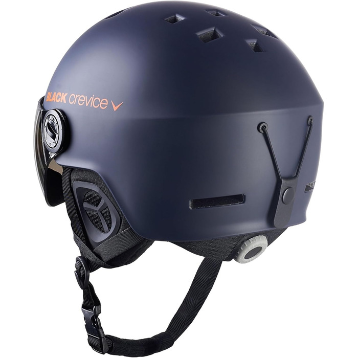 Шолом гірськолижний BLACK CREVICE Gstaad з візором (Navy/Orange) | Полікарбонат, дихаючий, регульований 54-57 см