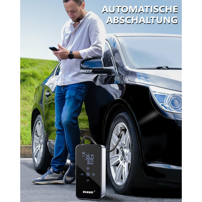 Електричний міні-компресор для накачування шин: насос для велосипеда, авто, мотоцикла, електровелосипеда та м'ячів з цифровим дисплеєм та акумулятором