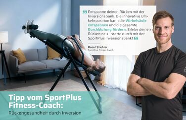 Інверсійний тренажер SportPlus Inversionsbank: стіл для розтяжки хребта, 4 кути нахилу, до 135 кг, чорний