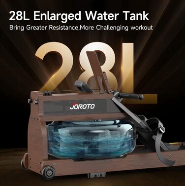 Гребний тренажер JOROTO MR380/MR390 для дому: складаний, з дуба, 28л бак, Bluetooth монітор, 158кг, з підставкою для телефону/планшету