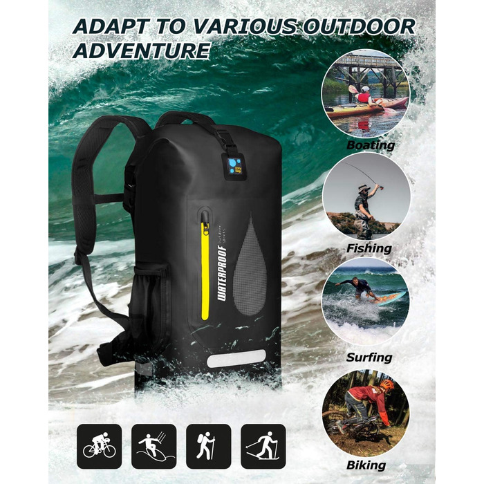 Водонепроникний рюкзак IDRYBAG 30L, PVC, для каякінгу, кану, кемпінгу, туризму (Чорний)