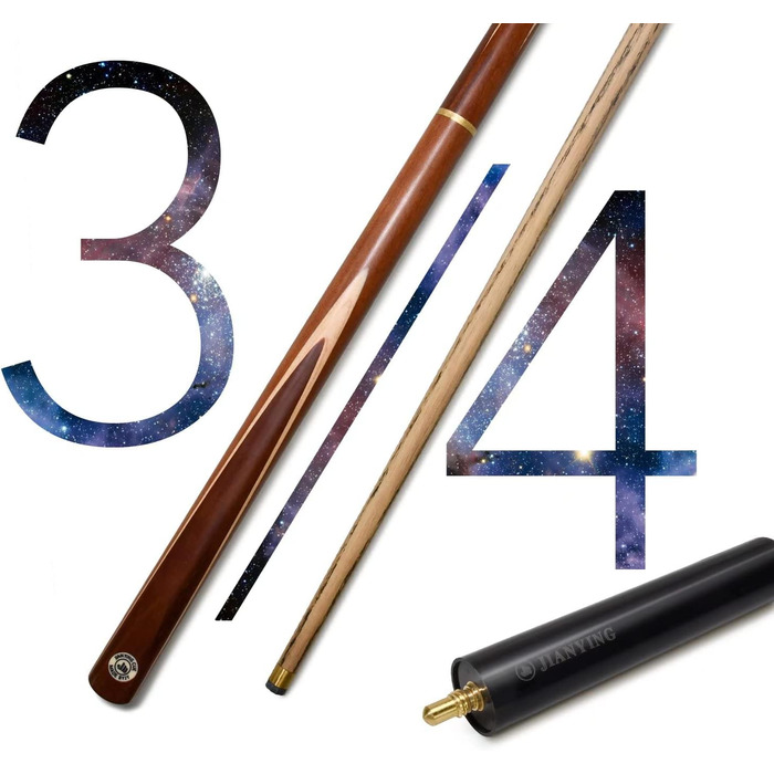 Кю AONETIGER для більярду: ручна модель 3/4 з дерев'яним шафтом, 3 частини, 57'', вага 18oz, наконечник 10mm, з аксесуарами та чохлом