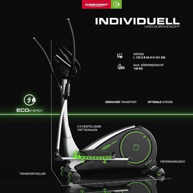 Еліптичний тренажер-ергометр Christopeit Sport Eco 2000 з генератором, USB, підтримкою Kinomap