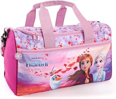 Дитяча спортивна сумка PERLETTI Frozen 2, водонепроникна, для дівчаток, з Анною, Ельзою та Олафом, фіолетово-рожева, для басейну, садочка, 35x22x15 см