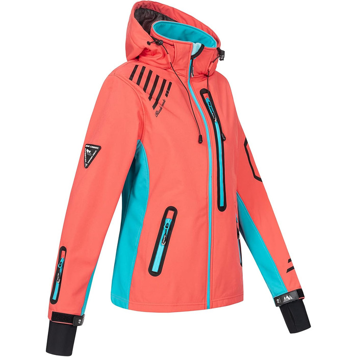 Жіноча куртка-вітровка Softshell Rock Creek D-402, кораллово-бірюзова, розмір XXL