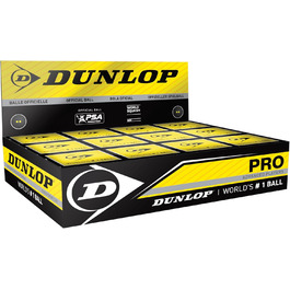 Сквош-м'ячі Dunlop Pro дві жовті крапки, 12 шт, офіційні турнірні, чорні