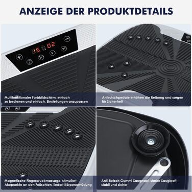 Вібраційна платформа Oyajia для дому: тренажер для схуднення, формування фігури та м'язів (99 рівнів, чорно-сріблястий)