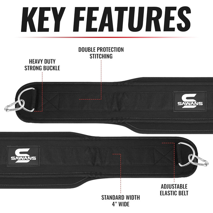 Пояс для підтягувань з неопреновою підтримкою спини - сталева ланцюг для важкої атлетики, бодібілдингу, пауерліфтингу, тренувань у спортзалі, чорний, універсальний розмір