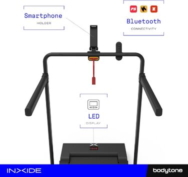 Bodytone Klappване бігове полотно з Bluetooth, сумісне з FitShow та Zwift, швидкість до 10 км/год, динамік, модель FIT10 Inxide