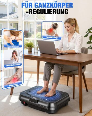 Віброплатформа для фітнесу HomeFitnessCode Mini - для жінок, з регулюванням інтенсивності, тренажер для дому, схуднення, нарощування м'язів, все тіло, чорний глянцевий