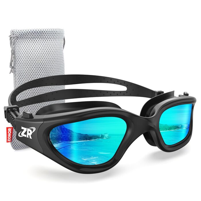 Окуляри для плавання ZIONOR G1 Polarisierte Allblack-Gold – Антифог, 100% UV-захист, водонепроникні, регульований ніс для дорослих та жінок