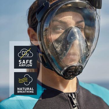 Маска для снорклінгу CRESSI Komodo – повна маска Dry з широким оглядом 180° та боковим загубником. Без запотівання, регульовані ремінці M/L, чорний колір.