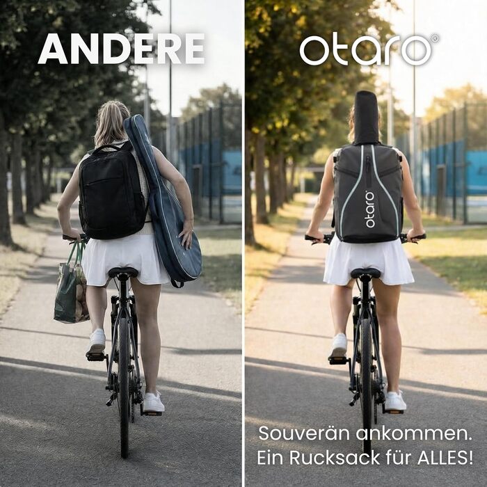 Рюкзак тенісний Otaro з відділенням для взуття, ноутбука та термо-відділенням для ракеток, 42л, чоловічий/жіночий, чорний світловідбиваючий + дощовик та мішок для одягу