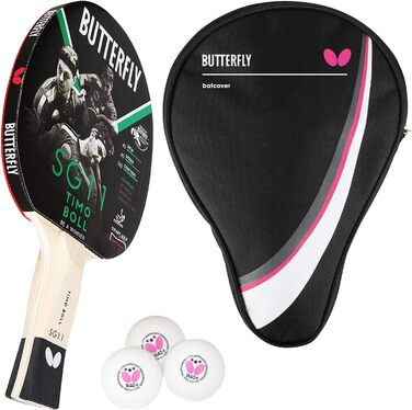 Набір для настільного тенісу Butterfly Timo Boll SG11: ракетка, чохол Drive Case, 3 м'ячі ITTF R40+ | Набір для хобі