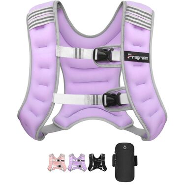 Вага для тренувань FraGraim з регулюванням ваги 8/10/12 кг, з кишенею для телефону та світловідбиваючими смугами, для фітнесу, кардіо та ходьби, фіолетовий