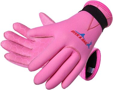 Дитячий неопреновий гідрокостюм та рукавички з антиковзаючим покриттям для водних видів спорту: плавання, серфінг, снорклінг, вітрильний спорт. Розмір M (6-9 років). Рожевий колір.