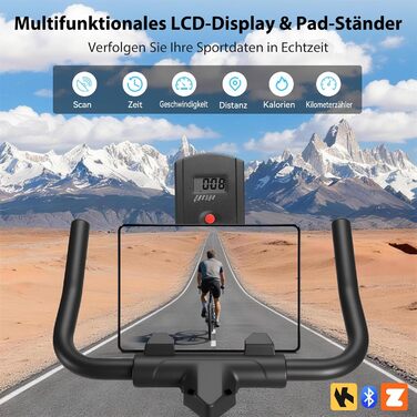 Велотренажер Wenoker з регульованим магнітним опором, ергометр, фітнес-велосипед з LCD-монітором, тримачем для планшета, Bluetooth, для дому, до 160 кг, блакитний