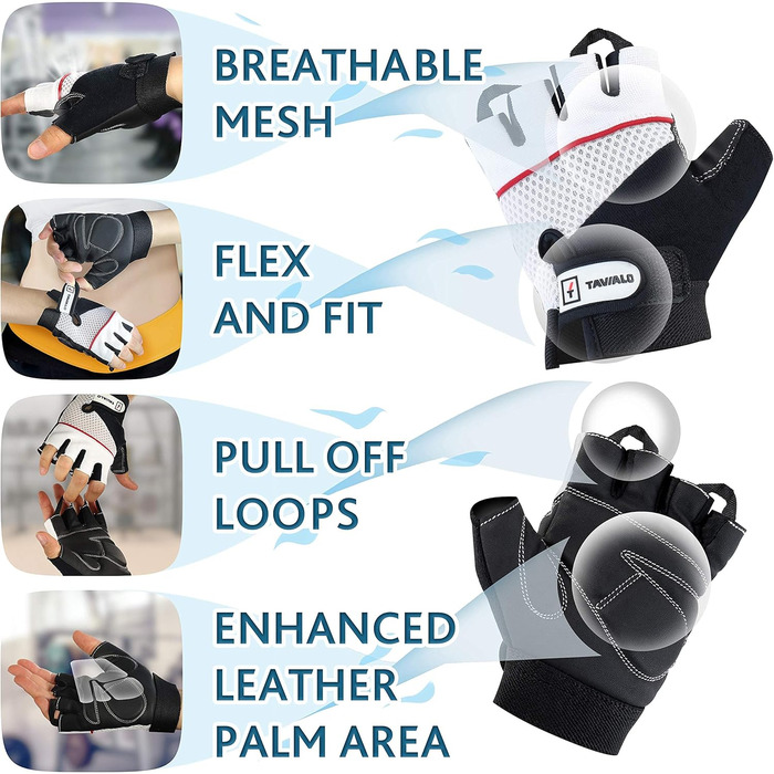 Рукавички для фітнесу та тренувань жіночі Fitnesshandschuhe, розміри S (13-16 см) та M (16-19 см), шкіра, для силових тренувань, чорно-біло-червоні