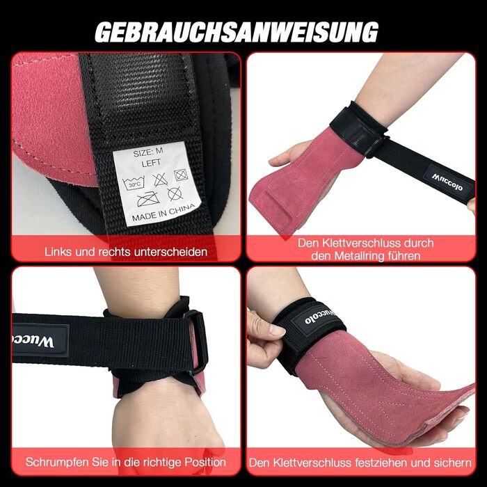 Лідерські ремені для важкої атлетики Zughilfen: для бодібілдингу, силових тренувань та фітнесу. Міцні, неслизькі, професійні. Рожевий, розмір M