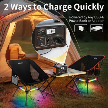 Складний туристичний стілець BeLeEv з кишенями, чорний. Легкий, компактний для кемпінгу, риболовлі, відпочинку на природі.