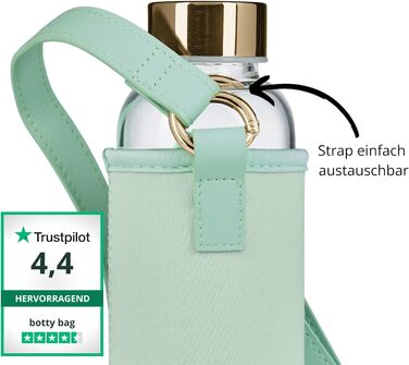 Дизайнерська скляна пляшка Botty Bag 550 мл з неопреною чохлом, герметична, для гарячих, холодних і газованих напоїв, м'ятна