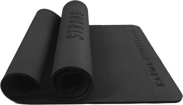 Тренувальний килимок – великий, широкий та товстий (183x80x10 мм) – TPE килимок для фітнесу, йоги, HIIT, Pilates, гімнастики. Сірий, з гравіюванням (чорний)