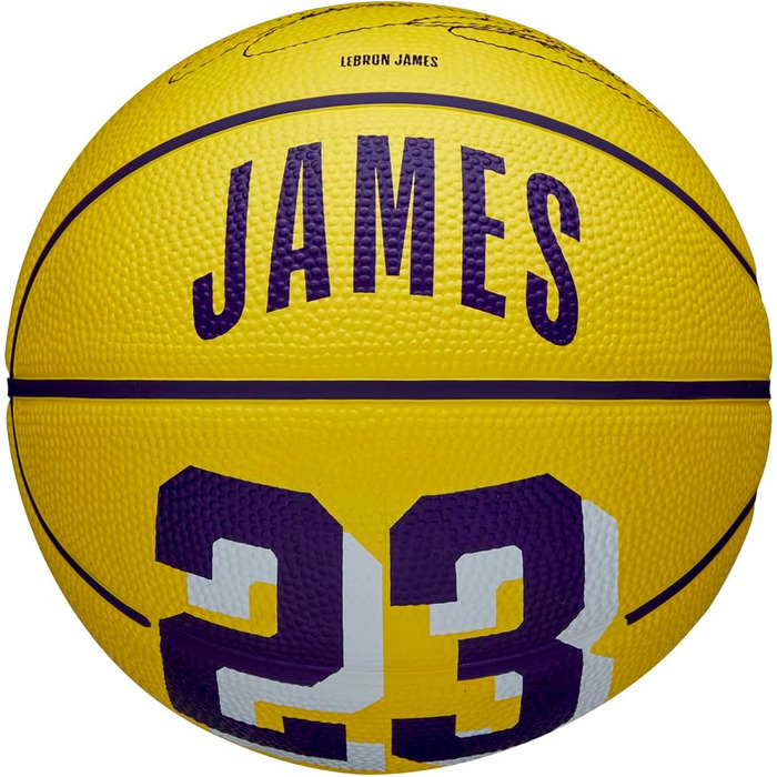 Баскетбольний м'яч WILSON NBA Player Icon, розмір 7 та міні 3, для вулиці, Лос-Анджелес Лейкерс