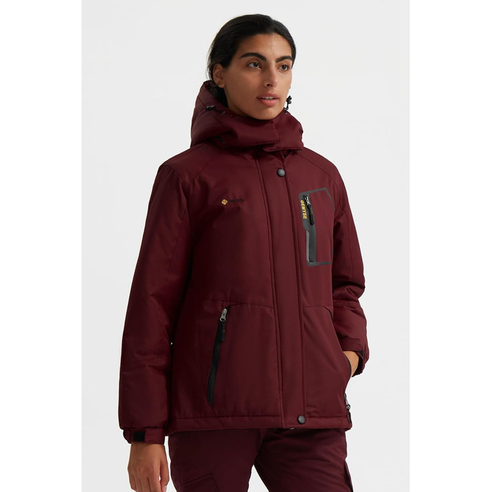 Жіноча гірськолижна куртка GEMYSE, водонепроникна, тепла, вітронепроникна, зимова, червона, XXL