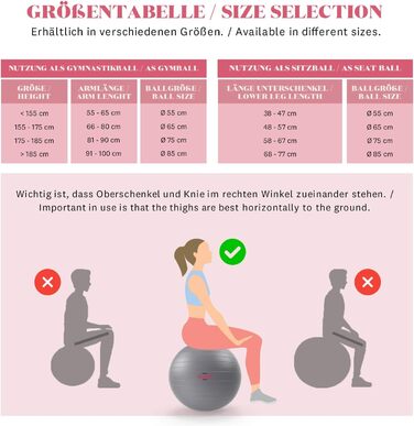Гімнастичний м'яч Women's Health для фітнесу, стабільності та тренувань, антивибуховий, для йоги, пілатесу, пресу та сидіння