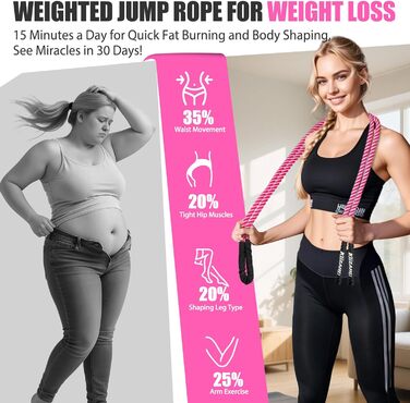 Стрибкове канат з навантаженням для фітнесу, 0,7 кг - ідеально для схуднення та силових тренувань