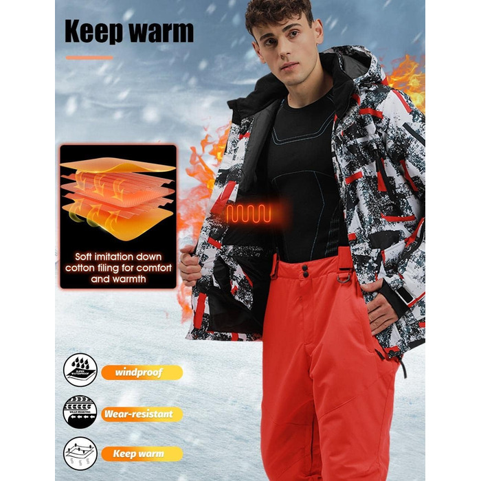 Спортивний костюм YEEFINE для чоловіків, червоно-білий + помаранчевий, XL