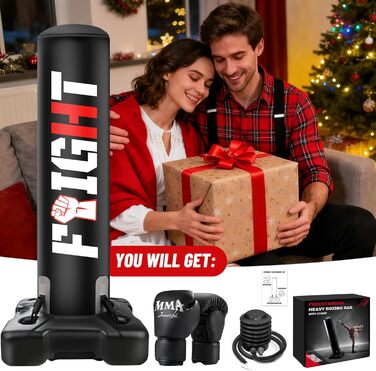 Боксерський мішок стоячий NZQXJXZ 175 см з помпою та рукавичками для боксу, комплект для кікбоксингу, MMA, Муай Тай, домашній спортзал